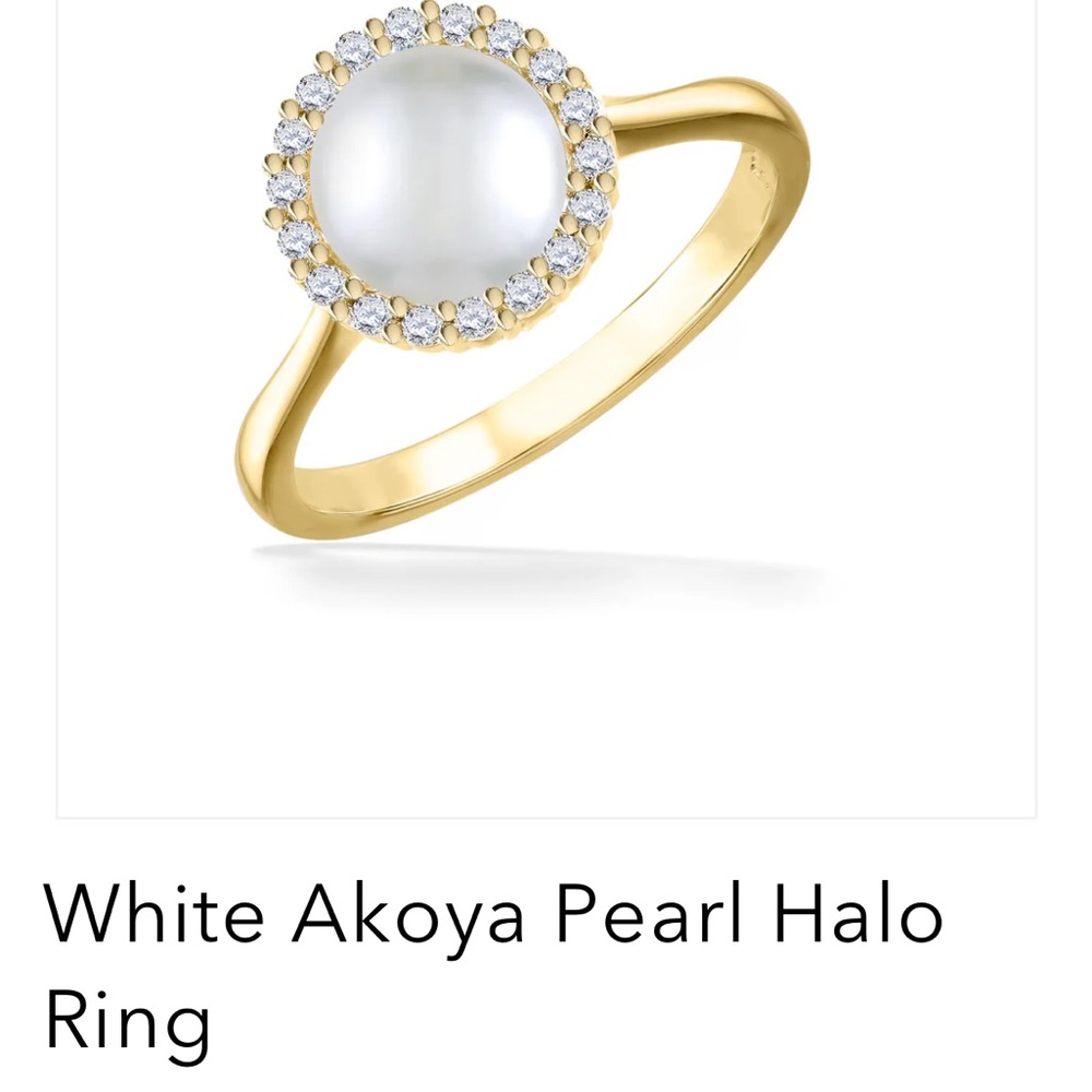 Na Hoku Gold and White Pearl Halo Ring